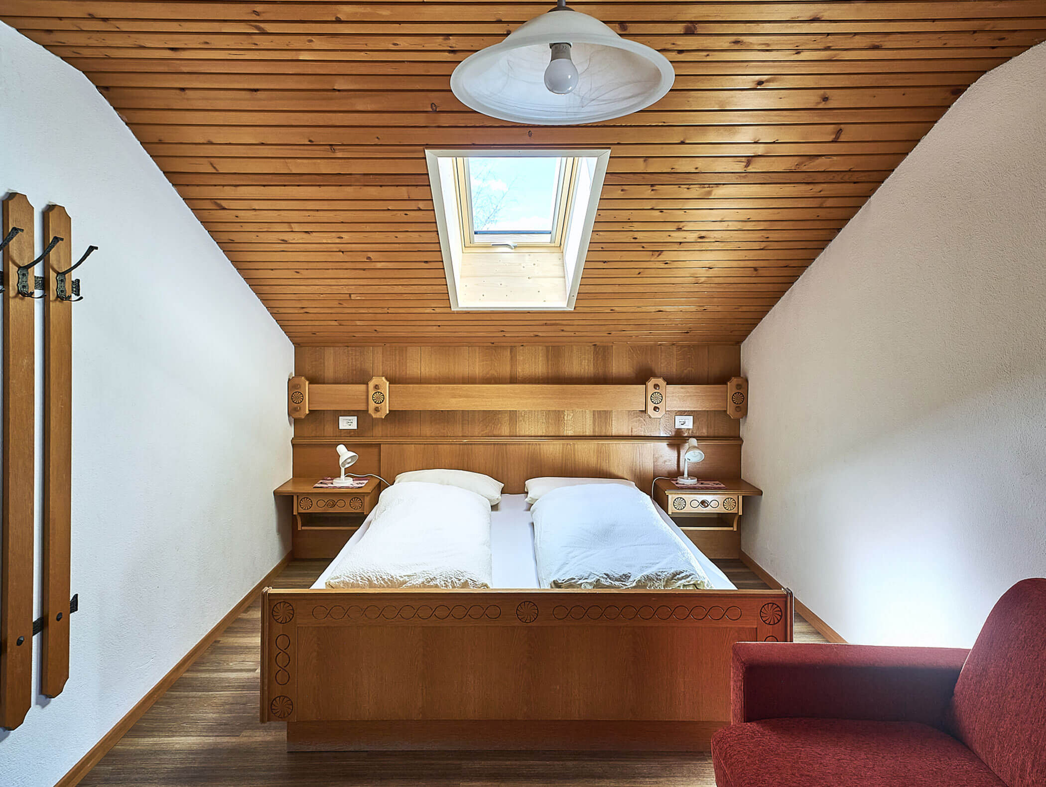 Doppelbett im Apartment Drei Zinnen