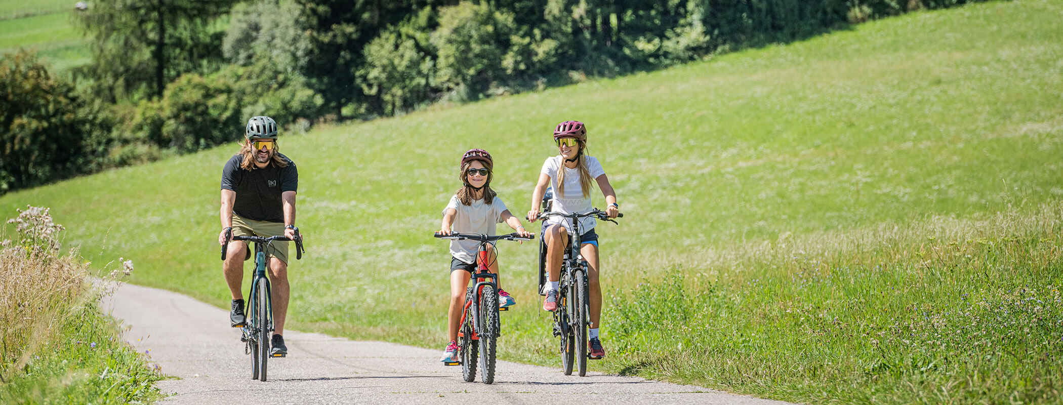 A family cycling