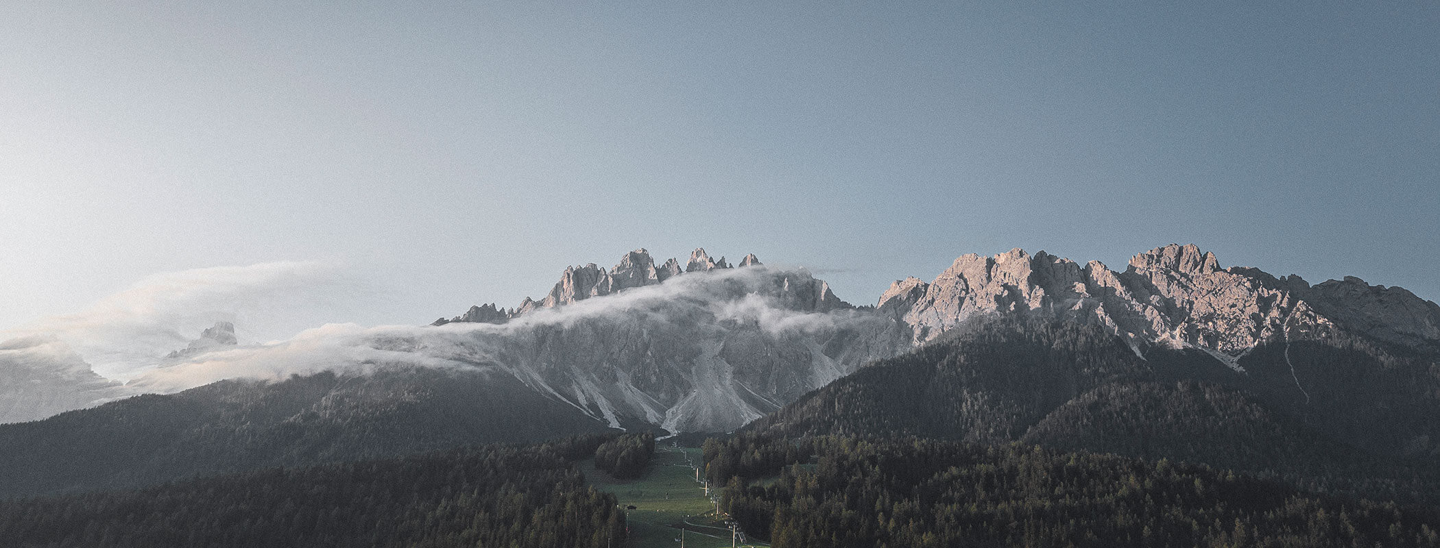View of the Dolomites at sunset